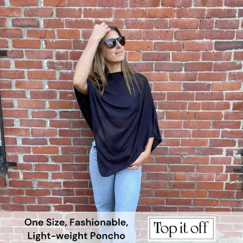 Vista 3 de Top It Off Elsa - Poncho de bambú para mujer, de punto fino, de lujo, hecho de bambú 100% natural, pieza de capas para mayor calidez
