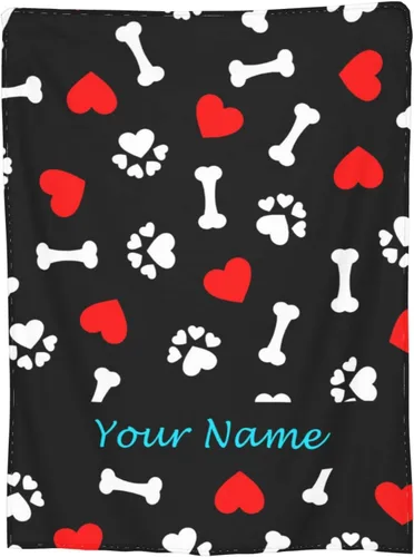 Vista 23 de Manta personalizada con texto de tu nombre, mantas de vellón coloridas personalizadas con huesos de pescado para adultos, niños, familia