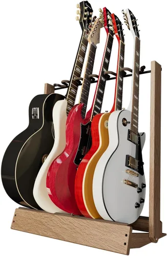 Vista 8 de Soporte de Guitarra String Swing, Soporte de Guitarra Múltiple para Guitarras Acústicas, Eléctricas y de Bajo, Acero Soldado a Mano y Nogal Negro