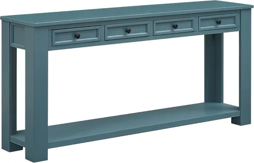 Vista 10 de Merax Sofa Table with Storage Drawers and Bottom Shelf, Rustic Console Table with Thickened Legs, Long Entryway Table for Hallway & Living Room