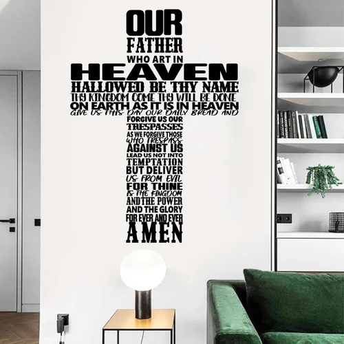 Vista 6 de Calcomanías de vinilo para decoración de pared de cruz negra, calcomanías de pared con versículos bíblicos, calcomanías de pared motivacionales