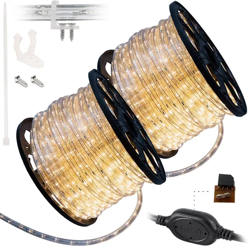 Vista 32 de Cuerda de luces LED de 10 pies, permanente, impermeable, conectable, flexible, con tubo de PVC transparente, certificado ETL, iluminación festiva