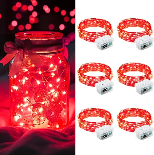 Vista 51 de AIKEI Paquete de 12 luces LED de hadas que funcionan con pilas, guirnaldas de luces impermeables de 7 pies, 20 luces LED de luciérnagas estrelladas