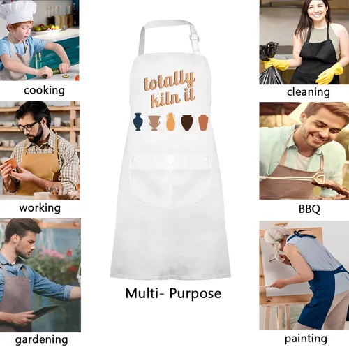 Vista 7 de VAMSII Delantal Totally Kiln It – Regalos para artistas de cerámica y amantes de la cerámica – Delantal para hacer arcilla