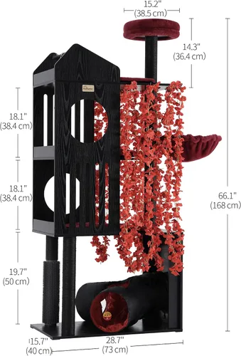 Vista 4 de FourFurPets Árbol Gótico para Gatos, Torre para Gatos de 67" para Gatos de Interior, Árbol para Gatos Maine Coon para Gatos Grandes de 20 libras+