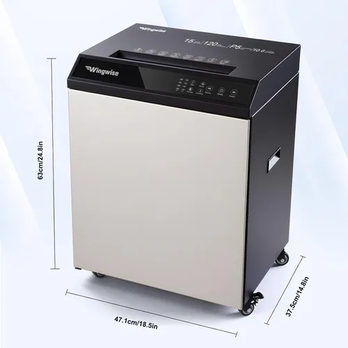 Vista 6 de Wingwise Trituradora de papel comercial de 15 hojas resistente para oficina