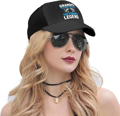Vista 4 de KOSPOGO Grandpa The Man The Myth The Fishing Legend Baseball Cap for Men Women Baseball Hat Outdoor Casual Breathable Caps Adjustable Trucker Hat