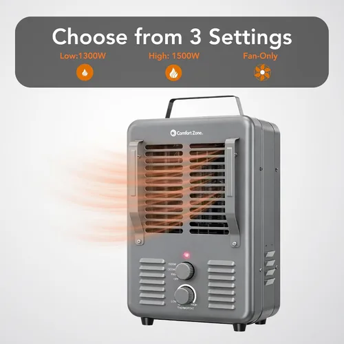 Vista 2 de Comfort Zone CZ798 - Calefactor de 3 puntas (1500 W), color gris