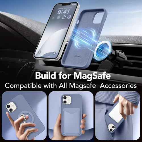 Vista 3 de GONEZ Funda magnética para iPhone 12 / 12 Pro, compatible con MagSafe, [protector de pantalla + protector de lente de cámara], funda protectora