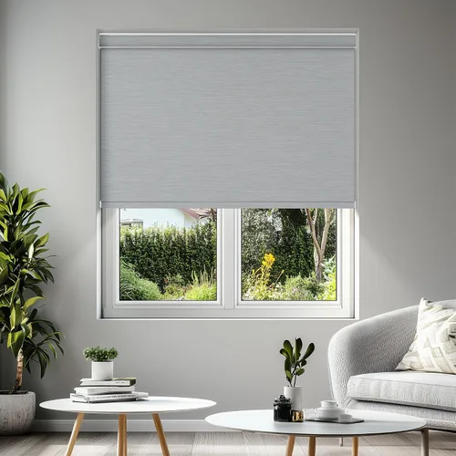 Vista 2 de Persianas enrollables opacas para ventanas, persianas enrollables inalámbricas con cenefa de cassette, persianas de ventana de jacquard a rayas