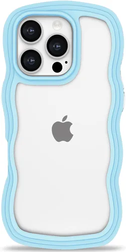 Vista 72 de Anuck Funda para iPhone 13 Pro con borde ondulado, diseño trasero transparente, agarre antideslizante, forma de marco rizado ondulado, a prueba