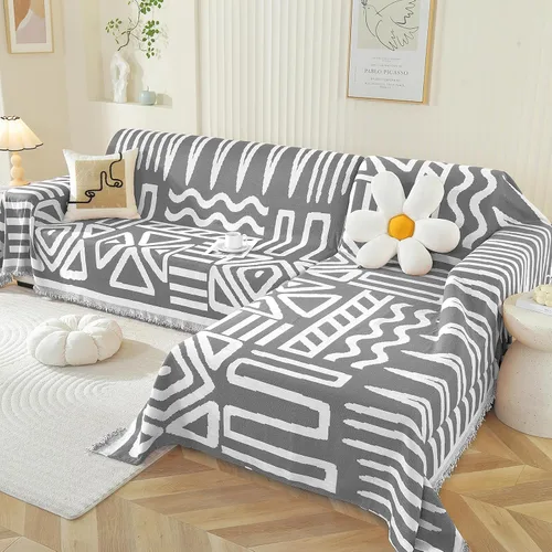 Vista 10 de OstepDecor Funda bohemia para sofá modular de 2 piezas, funda de sofá en forma de L, funda de sofá de felpilla lavable para perros, manta funda
