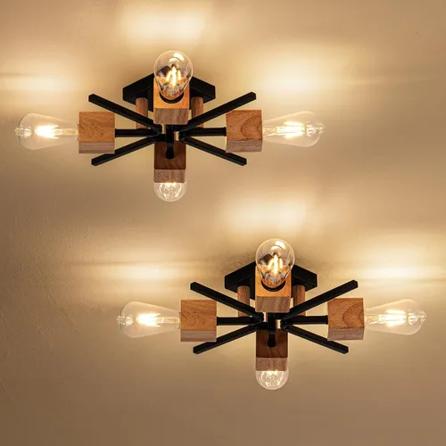 Vista 14 de 4 Luces Estilo Granja Sputnik Accesorios de Iluminación Accesorios de Techo Negro Industrial Lámpara Empotrada de Montaje al Ras Accesorio de Luz