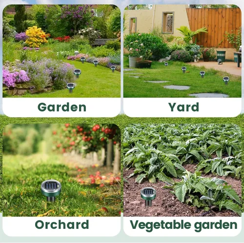 Vista 6 de Repelente de topos para césped – Repelente ultrasónico de tope alimentado por energía solar para jardín, patio, pico sónico impermeable
