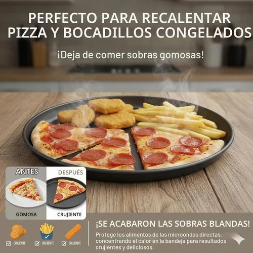Vista 3 de MACONEE Sartén Crisper Universal para Microondas de 12 pulgadas/Utensilios de Cocina para Microondas Plato Crujiente Sartén, Cocina para Microondas
