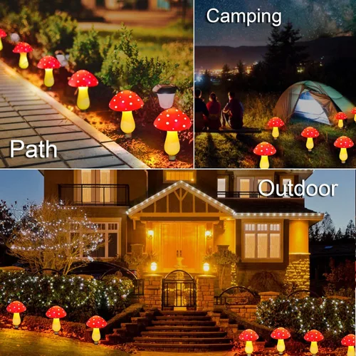 Vista 8 de Luces solares de hongos impermeables mejoradas, decoración al aire libre, 8 modos para jardín, camino, paisaje, patio, pascua, camino, Halloween