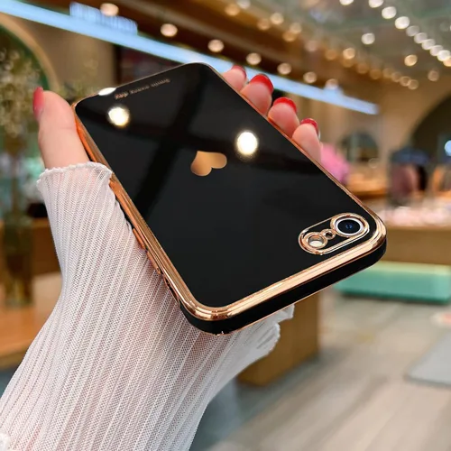 Vista 2 de Teageo Funda para iPhone SE 2022, SE 2020, iPhone 7, iPhone 8, funda para teléfono para mujeres y niñas, lindo corazón de amor, chapado brillante