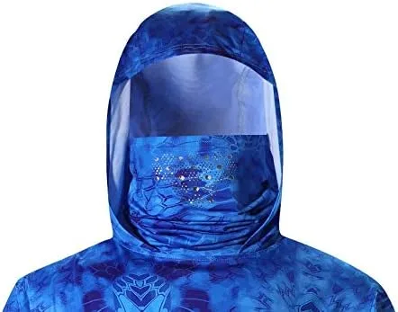 Vista 3 de Sudadera con capucha para pesca con máscara para la cara y protección solar UPF50, de secado rápido, manga larga, camisa de protección solar