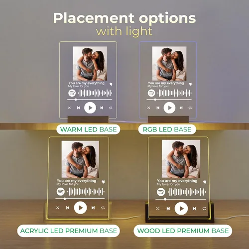 Vista 5 de EGD Placa acrílica personalizada de Spotify para regalos para esposa Placa acrílica Spotify con luces LED Regalo original para él o ella