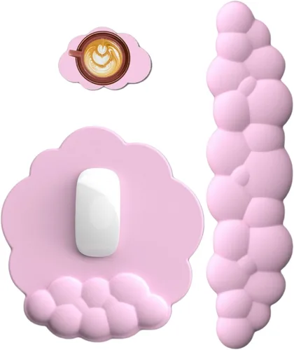 Vista 8 de Cloud - Almohadilla para reposamuñecas para teclado y mouse para computadora, alivio del dolor de brazos, alfombrilla de mouse ergonómica con base