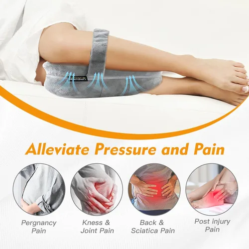 Vista 5 de Almohada de rodilla para dormir de lado con funda de terciopelo suave, correa fija para moverse, agujero central transpirable, almohada de espuma