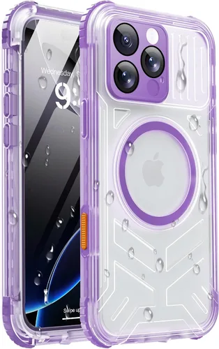 Vista 39 de Funda impermeable para iPhone 15 con Magsafe, protector de pantalla, cordón, IP68 militar de cuerpo completo a prueba de golpes, para deportes Negro