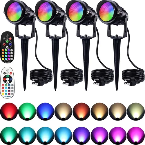 Vista 11 de SUNVIE RGBW - Focos de Halloween para exteriores de 12 W, luces LED