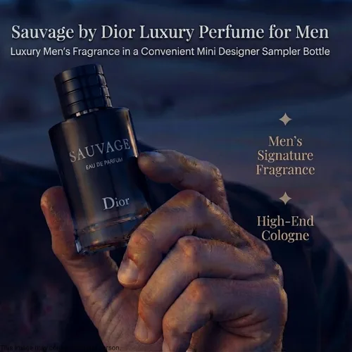 Vista 3 de Sauvage by Christian Dior - Eau de Parfum para hombre, 0.34 oz, tamaño de viaje