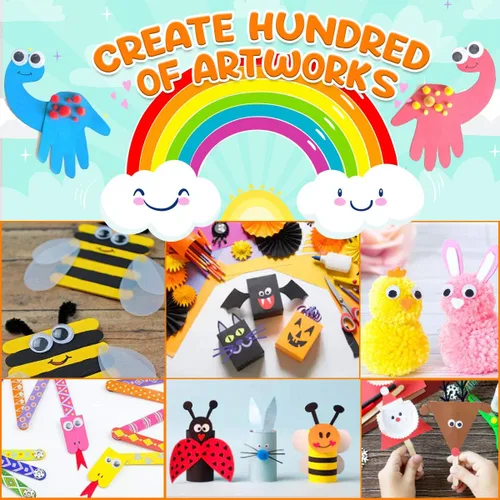 Vista 7 de Goody King Suministros de artes y manualidades para niños – Kit de tarros de suministros de arte para estudiantes de 4 5 6 7 8 9 10 años – Juego