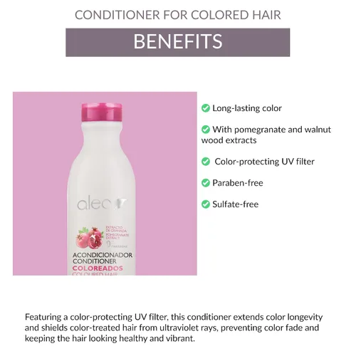 Vista 3 de ALEA - Acondicionador de cabello de color - Acondicionador para cabello de color - 16.9 fl oz - con extracto de granada y madera de nogal - Prolonga