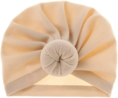 Vista 4 de Juego de gorro de algodón para recién nacido, gorro con nudo de dona, suave turbante con lazo