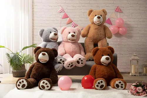 Vista 7 de HollyHOME Oso de peluche gigante de peluche con huellas para niños y novia, 39 pulgadas, color gris
