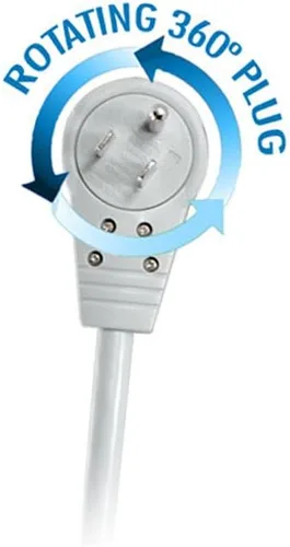 Vista 2 de ACL Cable de alimentación de 4 pies con protector de sobretensiones de 6 tomas, enchufe giratorio plano, enchufes horizontales, gris, paquete de 1