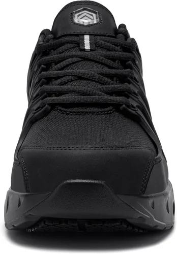 Vista 3 de LARNMERN Zapatos deportivos con punta de acero para hombre, doble amortiguación de aire, antideslizantes, zapatos de seguridad para trabajo