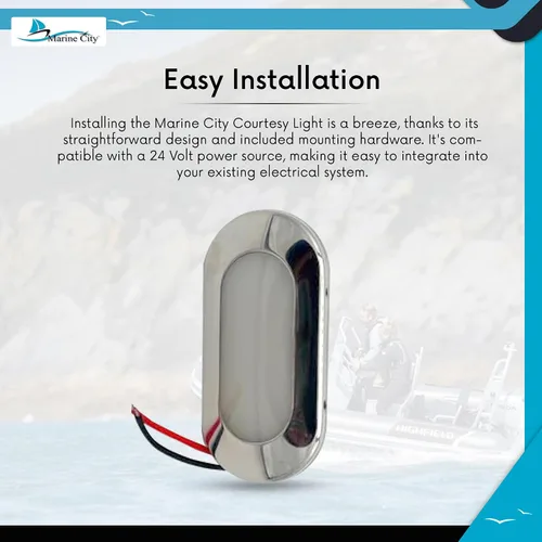 Vista 6 de MARINE CITY Luz de cortesía ovalada LED IP66, 24V 1.5W, acero inoxidable 304, impermeable, blanco suave