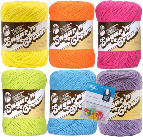 Vista 9 de Lily Sugar'n Cream - Paquete de 6 hilos de 100 % algodón con marcadores de puntada Bella's Crafts (mezcla azul)