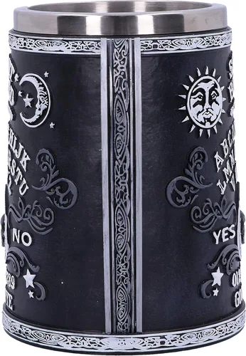Vista 2 de Nemesis Now Black and White Spirit Board - Taza de resina con inserto de acero inoxidable, 5.7 in
