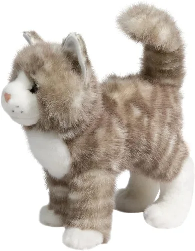 Vista 4 de Douglas Zipper - Gato atigrado gris de felpa con cremallera, animal de peluche