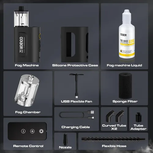 Vista 8 de Máquina de niebla portátil COLBOR CF3, mini máquina de humo manual para fotografía con control remoto, pequeño difusor de neblina con protección