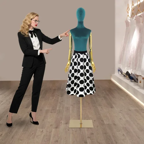Vista 6 de Maniquí femenino, torso de vestido femenino con base y altura ajustable, torso de maniquí para ropa, vestido, exhibición de joyas (verde, alto)