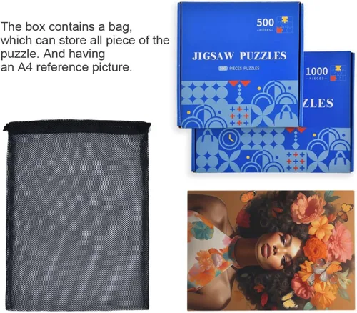 Vista 7 de Rompecabezas de 1000 piezas para adultos American African Black Girl Flower Wood Puzzles Educativo Cerebro Juguetes 21216941 Chica Negra Africana