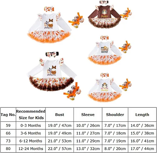 Vista 3 de ODIZLI Traje de 2 piezas para niñas de 1er Halloween, con tutú y diadema, 2 piezas3 piezas