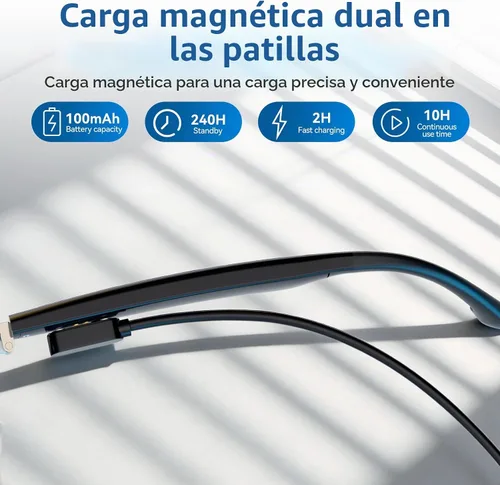 Vista 7 de Lentes inteligentes AI para hombres y mujeres, impulsados por ChatGPT, traducción de más de 137 idiomas y asistente de voz, asistente de reunión