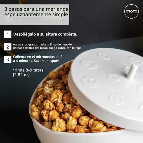Vista 6 de OTOTO Nuevo Scary Poppings Palomitero para Microondas - Palomitero Gótico para Microondas, Palomitas de Silicona para Microondas, Cuencos Plegables