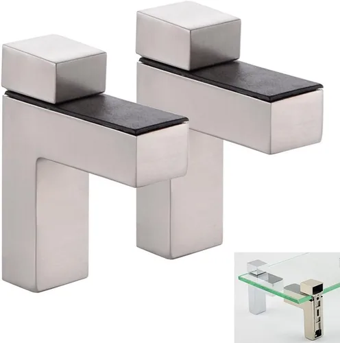 Vista 8 de Soporte de pared ajustable de madera/vidrio de metal, 2 unidades o un par, níquel cepillado