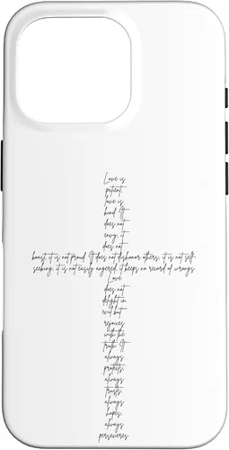 Vista 20 de Funda con cruz cristiana para iPhone 12/12 Pro 1 Corinthians 13