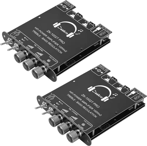 Vista 11 de Daakro 2 placas amplificadoras Bluetooth ZK-1001B, placa amplificador de canal mono de 100 W con función de emparejamiento TWS, CC 7-24 V, entrada