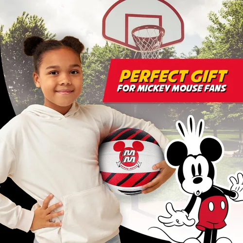 Vista 6 de Disney Mickey Mouse Baloncesto tamaño 6, juego para interiores y exteriores, pelota deportiva juvenil para niños y niñas