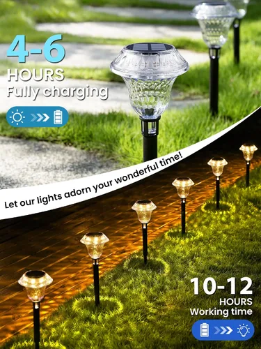 Vista 7 de SOLPEX - Luces solares para caminos de jardín, decoración de luces solares para jardín, iluminación impermeable de paisaje alimentada por energía