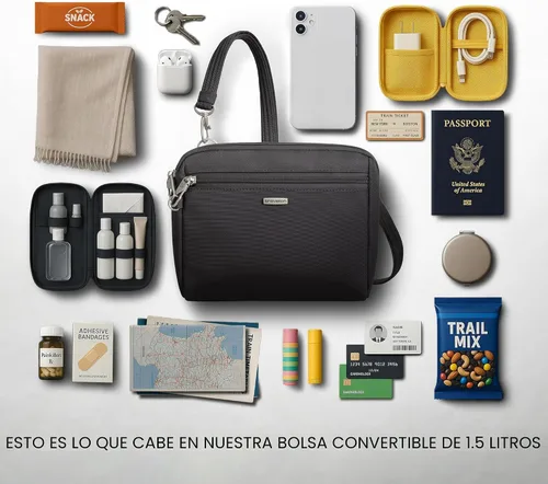 Vista 6 de Travelon Bandolera y cangurera convertible clásica antirrobo, Negro